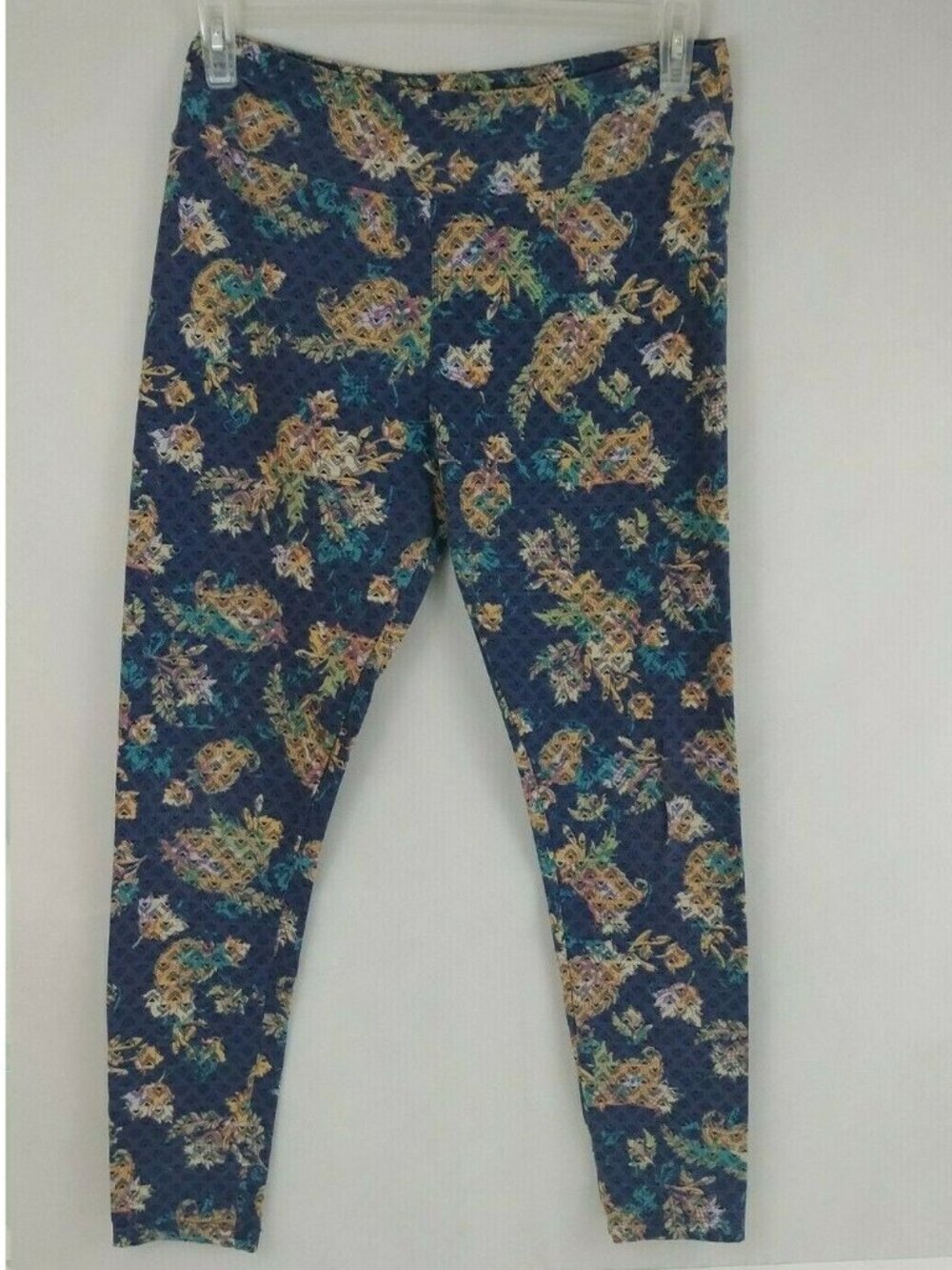 LuLaRoe Womens Tall And Curvy Blue Paisley Leggings